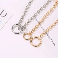 Punk Style Simple Double Ring Buckle Chain Necklace Hip Hop Short Necklace main image 3