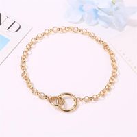 Punk Style Simple Double Ring Buckle Chain Necklace Hip Hop Short Necklace main image 4