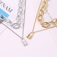New Jewelry Punk Exaggerated Double Chain Necklace Vintage Lock Necklace main image 3