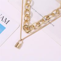 New Jewelry Punk Exaggerated Double Chain Necklace Vintage Lock Necklace main image 4