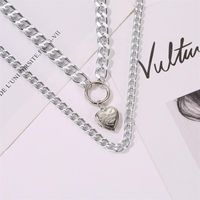 Fashion Double Love Pendant Exaggerated Thick Chain Necklace Sweater Chain main image 5
