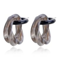 Acrylic Literary Ring Earrings Amber Texture Earrings Three Ring Marble Earrings main image 5