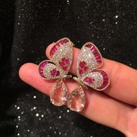 S925 Silver Fashion Luxury Openwork Butterfly Wing Earrings Dinner Dress Accessories Earrings main image 4