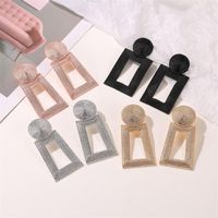 New Hollow Trapezoidal Earrings Temperament Geometric Pendant Earrings Female Square Grain Metal Earrings main image 1