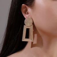 New Hollow Trapezoidal Earrings Temperament Geometric Pendant Earrings Female Square Grain Metal Earrings main image 3