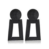 New Hollow Trapezoidal Earrings Temperament Geometric Pendant Earrings Female Square Grain Metal Earrings main image 6