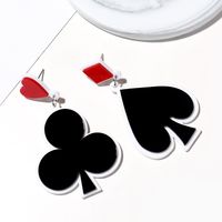 Creative New Acrylic Earrings Poker Black Peach Heart Plum Long Earrings Fashion Lucky Earrings Female main image 1