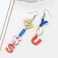 Missyou Asymmetric Acrylic Alphabet Earrings Fashion Color Temperament Stud Earrings main image 1