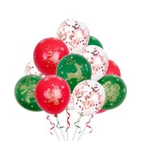 Red Green Christmas Balloon Latex 12 Inch Bronzing 5 Faces All Printed Color Latex Round Christmas Balloons main image 3