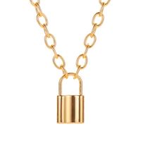 New Jewelry Sleek Minimalist Retro Metal Short Lock Necklace Clavicle Chain sku image 1