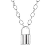 New Jewelry Sleek Minimalist Retro Metal Short Lock Necklace Clavicle Chain sku image 2
