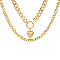 Fashion Double Love Pendant Exaggerated Thick Chain Necklace Sweater Chain sku image 1