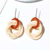 Acrylic Literary Ring Earrings Amber Texture Earrings Three Ring Marble Earrings sku image 1