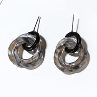 Acrylic Literary Ring Earrings Amber Texture Earrings Three Ring Marble Earrings sku image 2