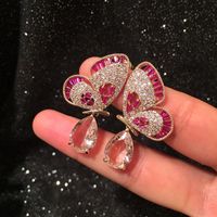 S925 Silver Fashion Luxury Openwork Butterfly Wing Earrings Dinner Dress Accessories Earrings sku image 1