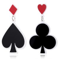 Creative New Acrylic Earrings Poker Black Peach Heart Plum Long Earrings Fashion Lucky Earrings Female sku image 1