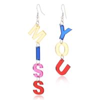 Missyou Asymmetric Acrylic Alphabet Earrings Fashion Color Temperament Stud Earrings sku image 1