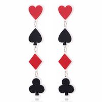 Nuevo Acrílico Poker Heart Square Plum Blossom Pendientes Largos Pendientes Fashion Lucky Stud Pendientes sku image 1