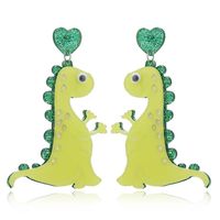 Cute Cute Pet Earrings Fashion Cartoon Monster Green Dinosaur Earrings Female sku image 1