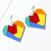 New Color Puzzle Acrylic Love Earrings Fashion Earrings Female sku image 1