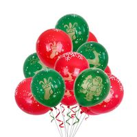 Red Green Christmas Balloon Latex 12 Inch Bronzing 5 Faces All Printed Color Latex Round Christmas Balloons sku image 1