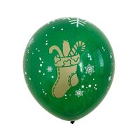 Rouge Vert De Noël Ballon Latex 12-pouces Dorure 5-côté Tout Imprimé Coloré Latex Ronde De Noël Ballons sku image 5