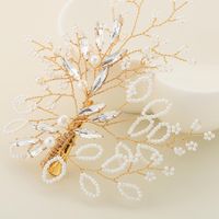 Simple Handmade Metal Side Clip Rhinestone Rice Beads Flower Duckbill Hairpin Bride Pearl Tiara Hair Accessories main image 5