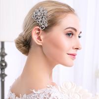 Bridal Dress Insert Comb Comb Accessories Alloy Flower Rhinestone Multi-tooth Insert Comb main image 3