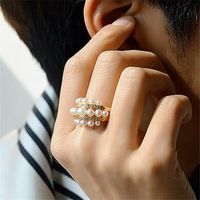 Luxury Ring Micro-set Diamond With Pearl Ring Copper main image 3