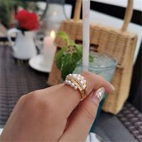 Luxury Ring Micro-set Diamond With Pearl Ring Copper main image 1