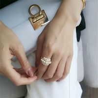 Luxury Ring Micro-set Diamond With Pearl Ring Copper main image 4