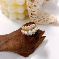 Luxury Ring Micro-set Diamond With Pearl Ring Copper main image 5
