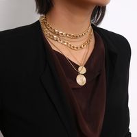 مجوهرات هندسية سميكة سلسلة البند الديكور الإناث الرجعية صورة عملة متعددة الطبقات شرابة قلادة main image 5