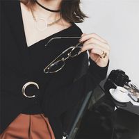 Fashion Hollow Ring Pendant Double Necklace Necklace Short Clavicle Chain main image 3