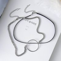 Fashion Hollow Ring Pendant Double Necklace Necklace Short Clavicle Chain main image 5
