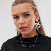 Ornement Tous-match Creative En Forme De Coeur Micro-incrusté Boucles D'oreilles Pour Les Femmes En Europe Et En Amérique Croix Frontière Exagérée Personnalisé Dragon En Forme De Boucles D'oreilles main image 1