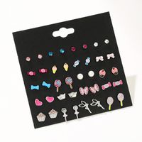 Cute Children&#39;s Candy Color Earrings Set Pearl Angel Drop Oil Earrings Small Jewelry main image 3