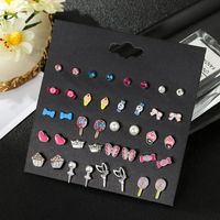 Cute Children&#39;s Candy Color Earrings Set Pearl Angel Drop Oil Earrings Small Jewelry main image 4