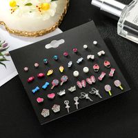 Cute Children&#39;s Candy Color Earrings Set Pearl Angel Drop Oil Earrings Small Jewelry main image 5