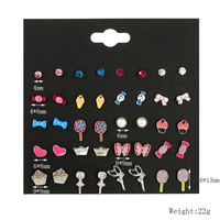 Cute Children&#39;s Candy Color Earrings Set Pearl Angel Drop Oil Earrings Small Jewelry main image 6