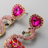 Hot Flamingo Earrings Women&#39;s Long Inlay Rhinestone Women&#39;s Stud Earrings Vintage Alloy Earrings main image 5