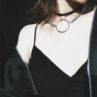 Fashion Hollow Ring Pendant Double Necklace Necklace Short Clavicle Chain sku image 1