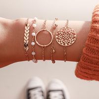 Simple Alloy Round Flower Hollow Arrow Leaf Bracelet Bracelet 5 Piece Set Female main image 3