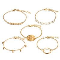 2019  Croix-frontière Simple Alliage Ronde Fleur Découpe Flèche Feuilles Brace Dentelle Bracelet 5-pièce Ensemble Pour Femmes main image 6