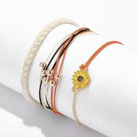 Ethnic Style Hand-woven Gold Chrysanthemum Yellow Flower Line Rope Bracelet 3 Piece Set Color Line Rope Bracelet main image 3