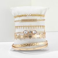 Creative String Gold Beads Drop-shaped Diamond Open Bracelet 7-piece Combination main image 3