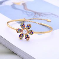 Creative Diamant Coloré Petite Fleur Ouvert Réglable Bracelet Femelle Japonais Et Coréen Style Doux Fille Ins Style Accessoires Ms006 main image 6