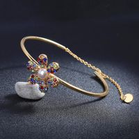 Creative Diamond-encrusted Colorful Flower Opening Adjustable Bracelet main image 4