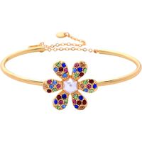 Creative Diamond-encrusted Colorful Flower Opening Adjustable Bracelet main image 3