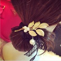 Korean Baroque Golden Tree Leaf Pearl Hair Clip main image 2